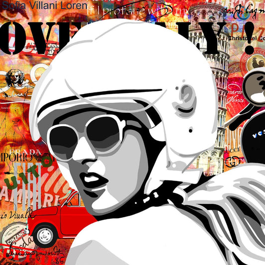 Italian Scooter Girl | Mixed Media Popart | Annejole Jacobs - de Jongh | Art & Pictures Gallery