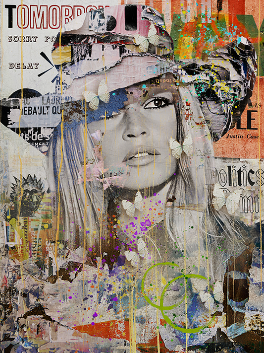 Bardot with Butterflies | Digital Photo Art | Ingrid van der Meer | Art & Pictures Gallery