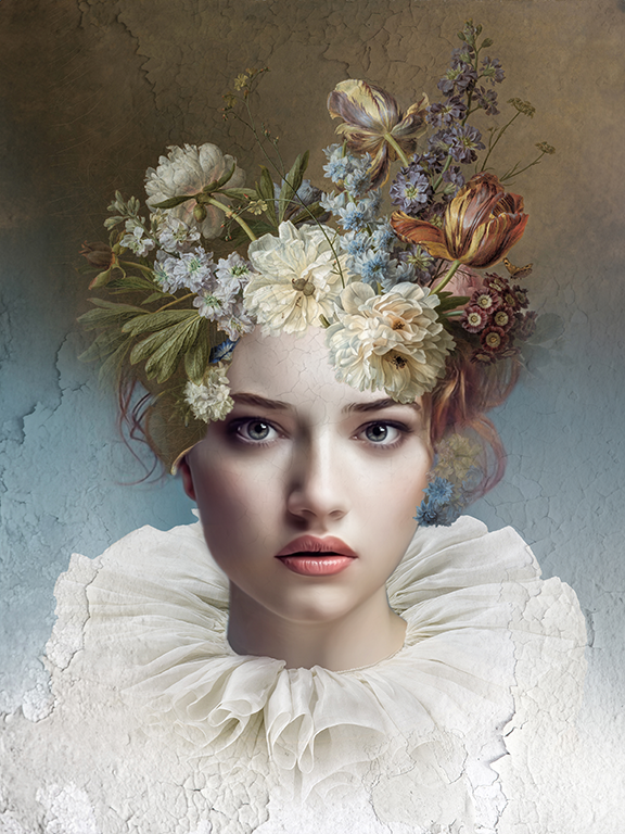 Portrait with Flowers | Digital Photo Art | Ingrid van der Meer | Art & Pictures Gallery